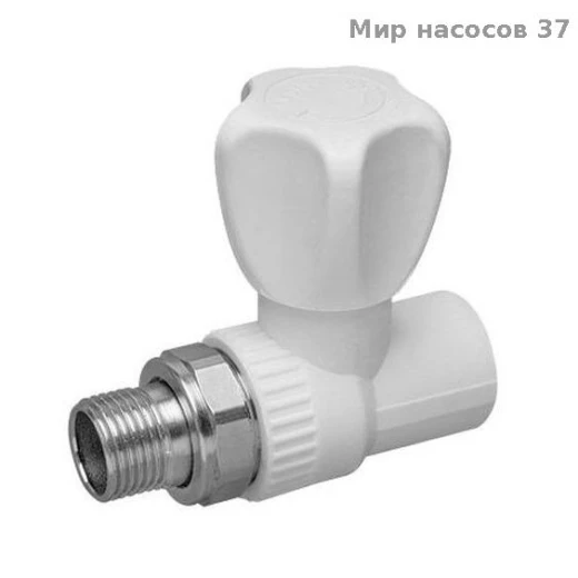 Прямой радиаторный шаровый кран из ППР 20х1/2