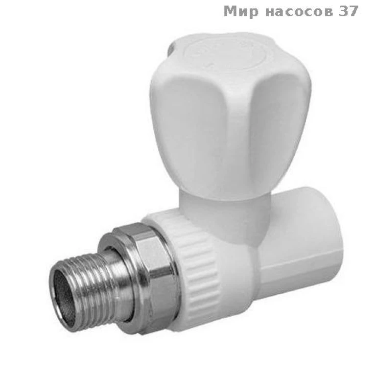 Прямой радиаторный шаровый кран из ППР 25x3/4 бел